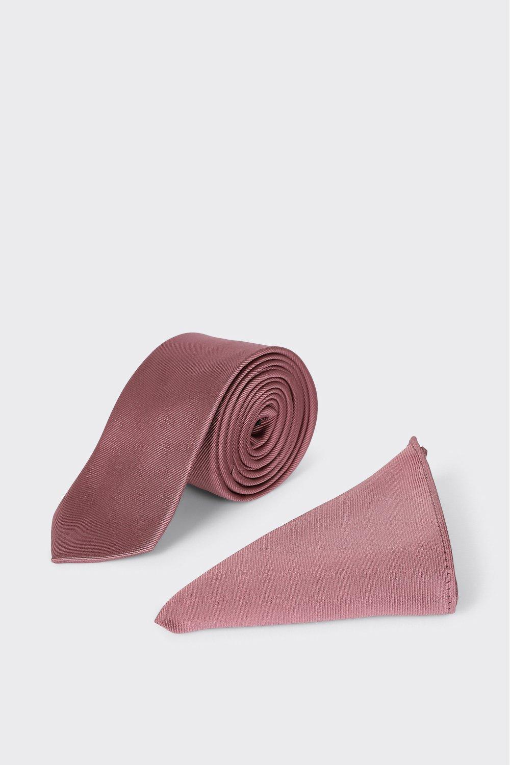 Suit Accessories Slim Rose Pink Tie And Pocket Square Set Burton